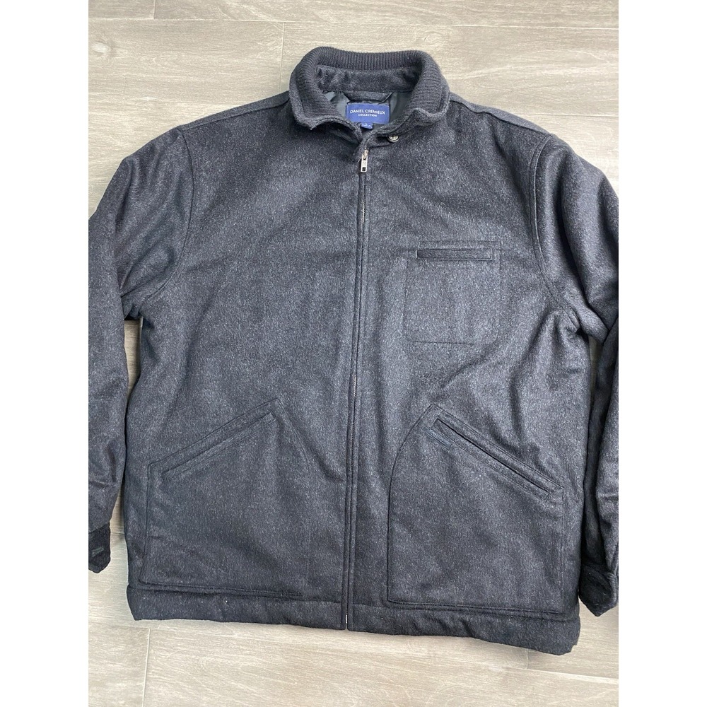 Daniel Cremieux Collection Jacket Charcoal Gray Wool Blend Quilt Lined Size L